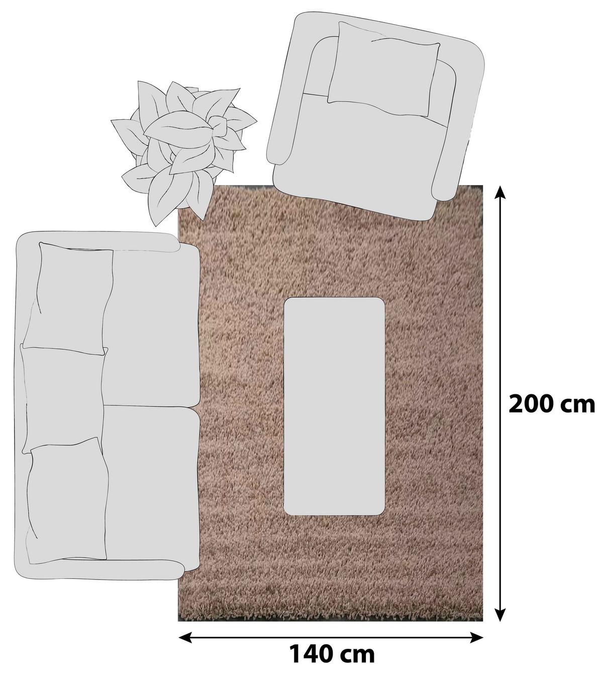 Hochflor Teppich Nussbaumfarben Prime 140x200cm - Nussbaumfarben, MODERN, Textil (140/200cm)