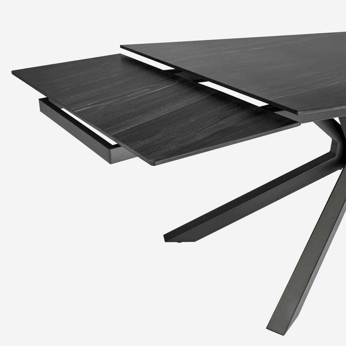 Ausziehtisch Lorenzo Keramik Dunkelgrau B:160-240cm - Dunkelgrau/Grau, KONVENTIONELL, Keramik/Metall (160/90/75cm) - MID.YOU