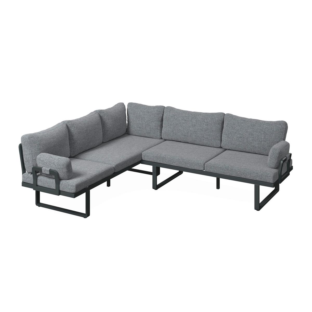 Loungegarnitur Cannes - Dunkelgrau/Anthrazit, MODERN, Kunststoff/Textil (202/236cm) - Beldano