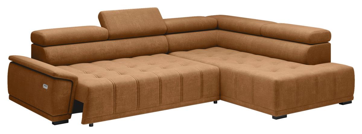 Rohová sedačka GRINALDI, pravá, hrdzavá - čierna/hrdzavá, Modern, textil/plast (283/106cm) - Premium Living