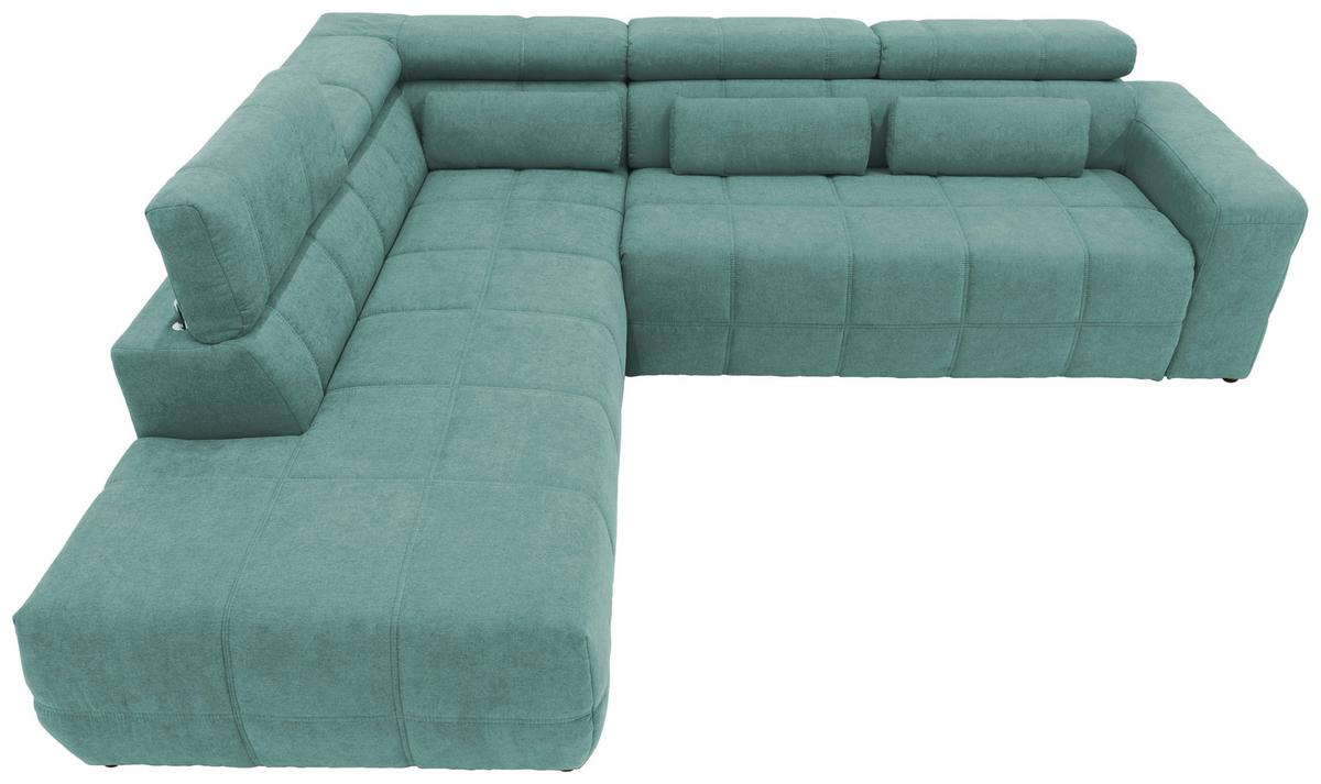 Ecksofa + Kopfteilverstellung Brandon Mintgrün Mikrofaser - Schwarz/Mintgrün, Design, Textil (228/275cm) - MID.YOU