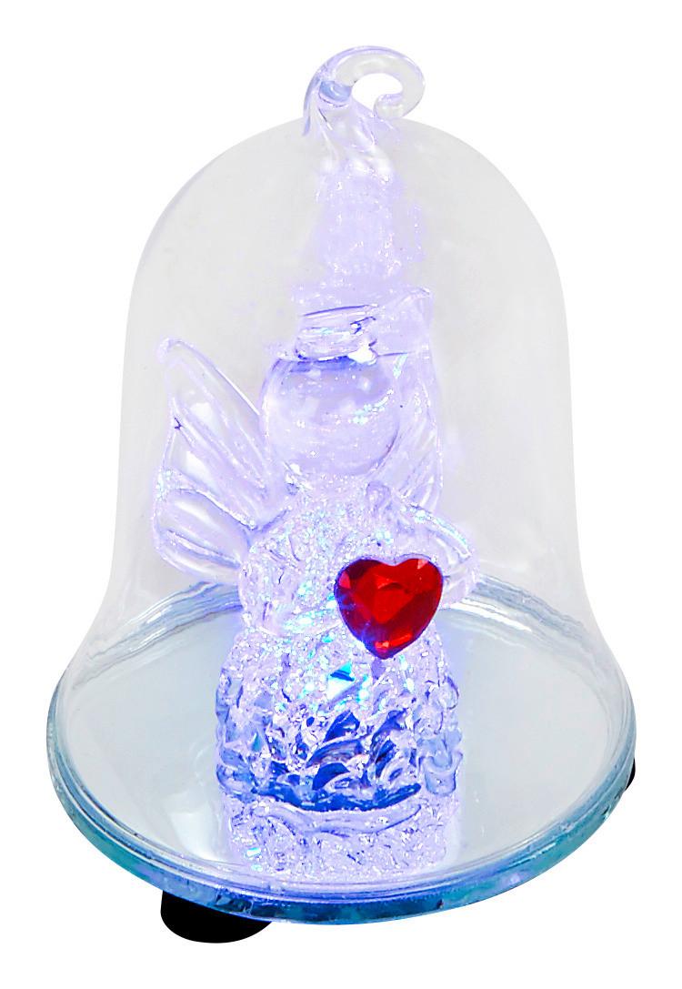 LED-Dekoleuchte Dilara Engel In Glasglocke - Klar/Transparent, ROMANTIK / LANDHAUS, Glas (5,5/8cm) - James Wood