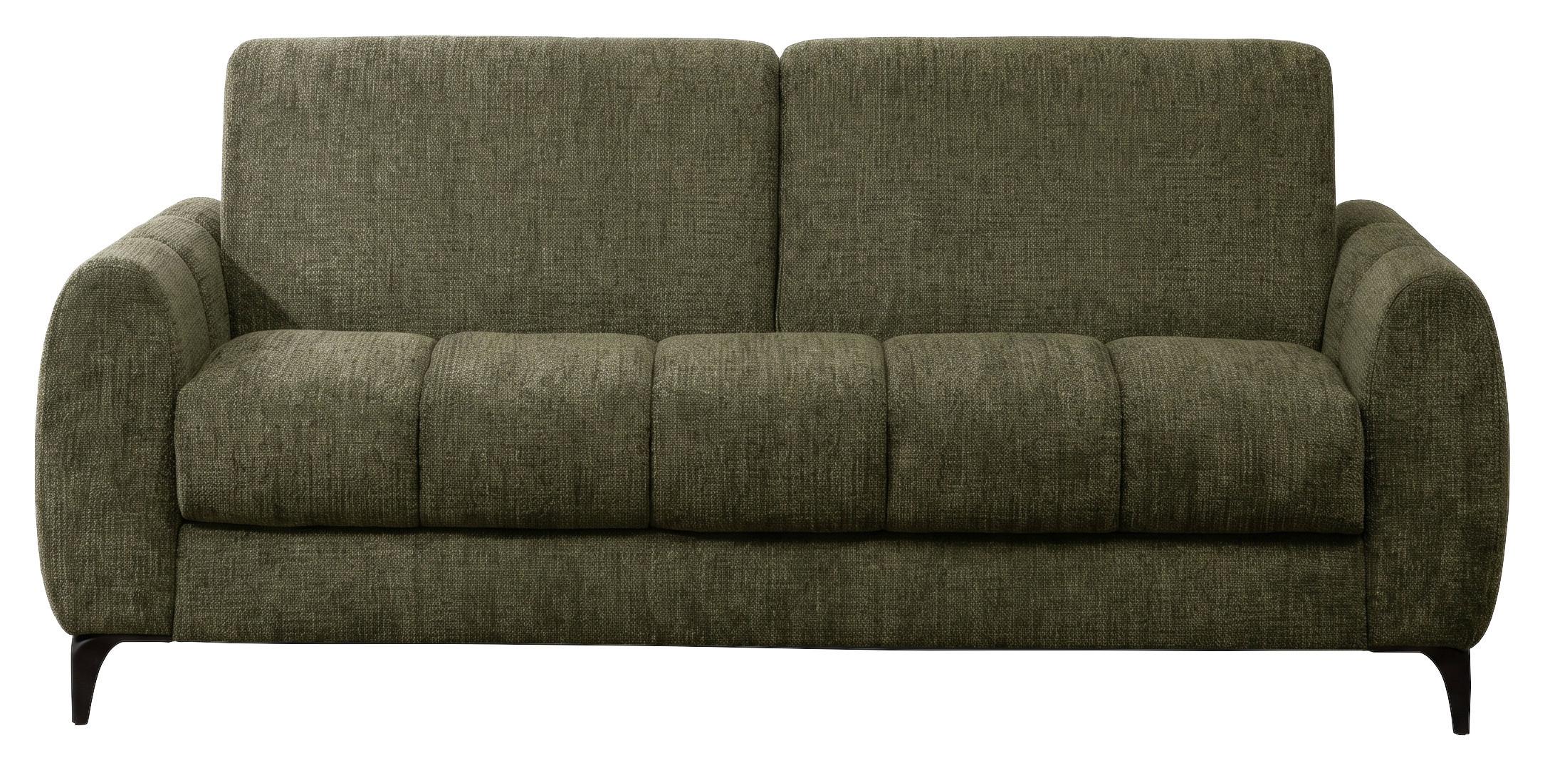 Schlafsofa inkl. Bettfunktion Webstoff grün, B:206 cm - Schwarz/Grün, MODERN, Holz/Textil (206/89/100cm)