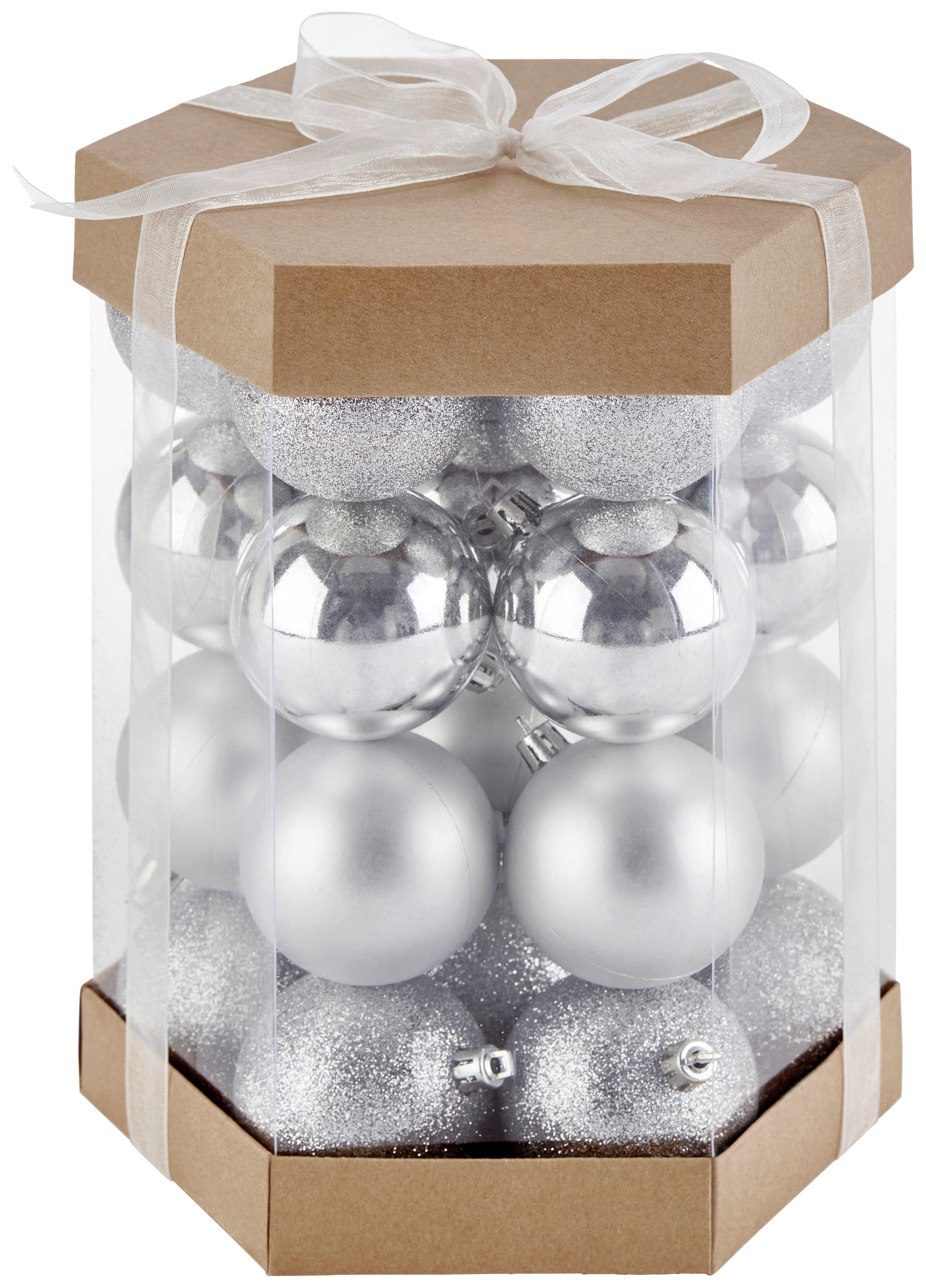 Karácsonyfagömbszett Daya - ezüstszínű, Basics, műanyag (6cm) - Luca Bessoni