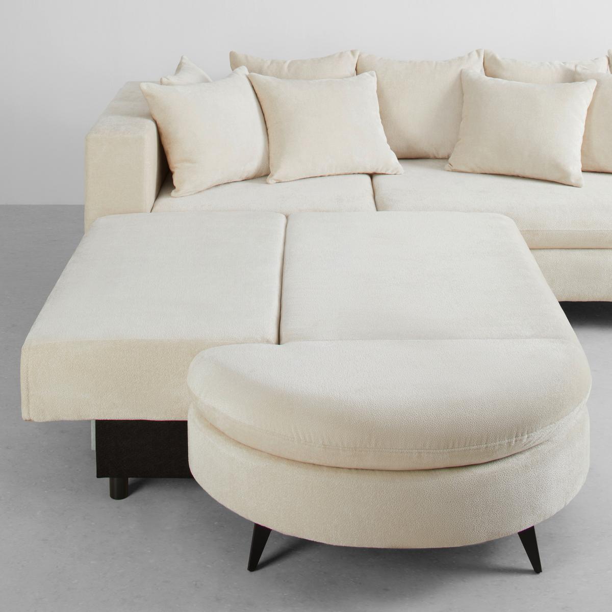 Rohová sedačka AXEL, levá, krémová žinylka - černá/krémová, Moderní, kov/textil (250/291cm) - Mömax