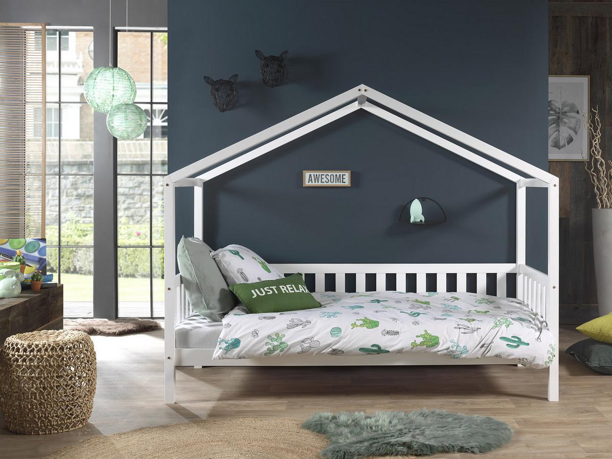 Hausbett Dallas 90x200 Cm Kiefer Weiß - Weiß, MODERN, Holz (90/200cm) - MID.YOU