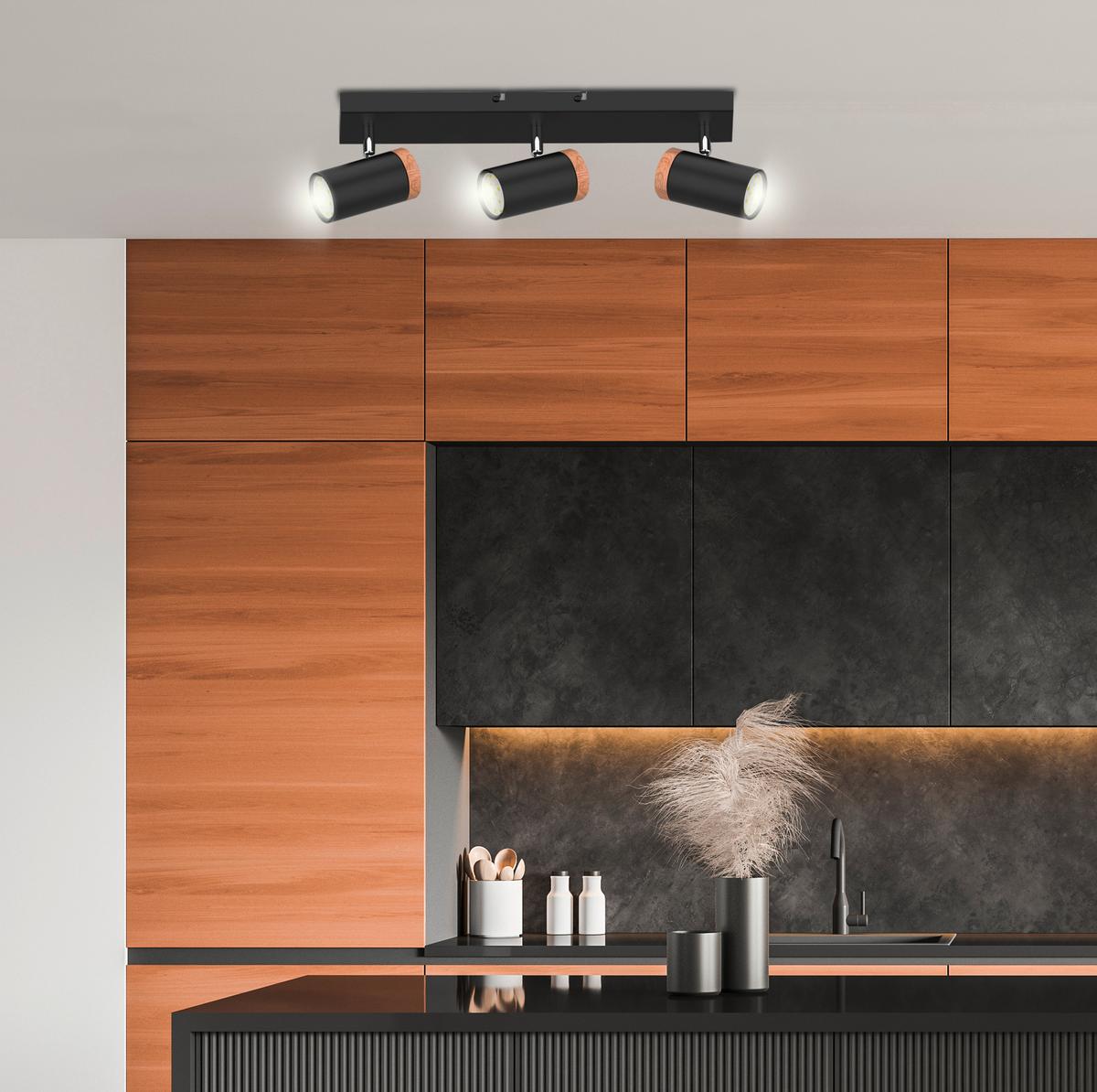 Deckenstrahler 93-13729 Lagos - Eichefarben/Schwarz, KONVENTIONELL, Metall (48/10.5/13.5cm)