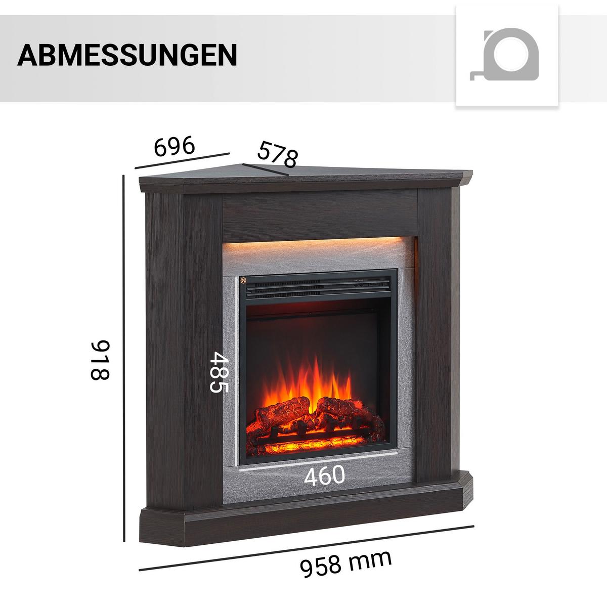ELEKTROKAMIN PEGASOS - Dunkelbraun, Basics, Holzwerkstoff/Metall (92/92/58cm)