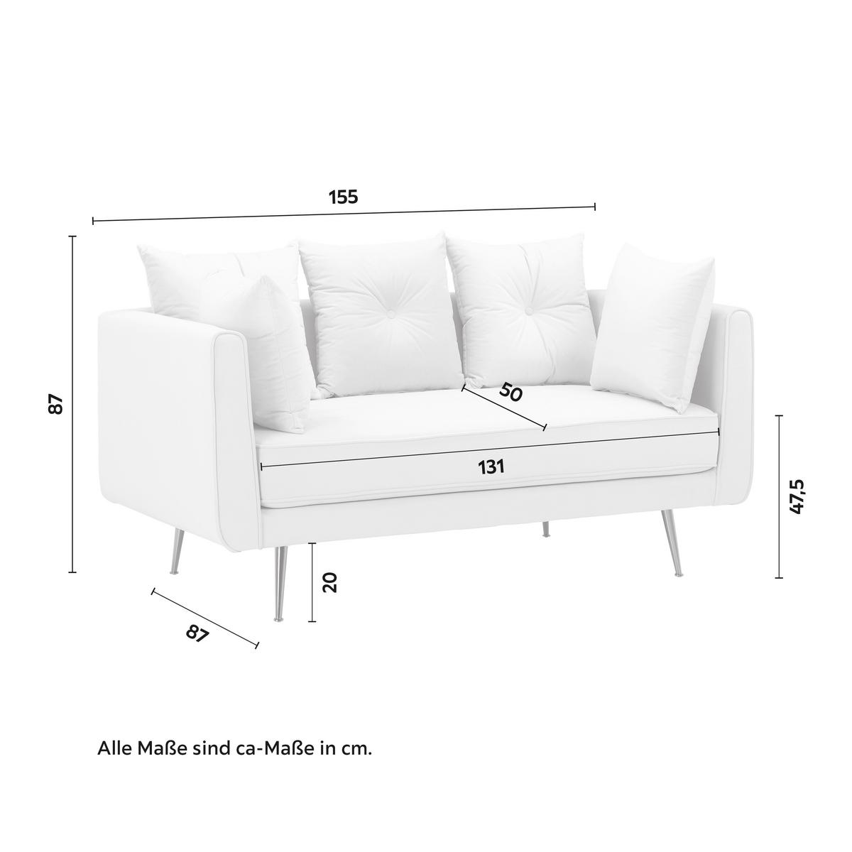 Dvoumístná pohovka LUIS, béžový samet - barva růžového zlata/béžová, Moderní, kov/dřevo (155/87/87cm) - Bessagi Home