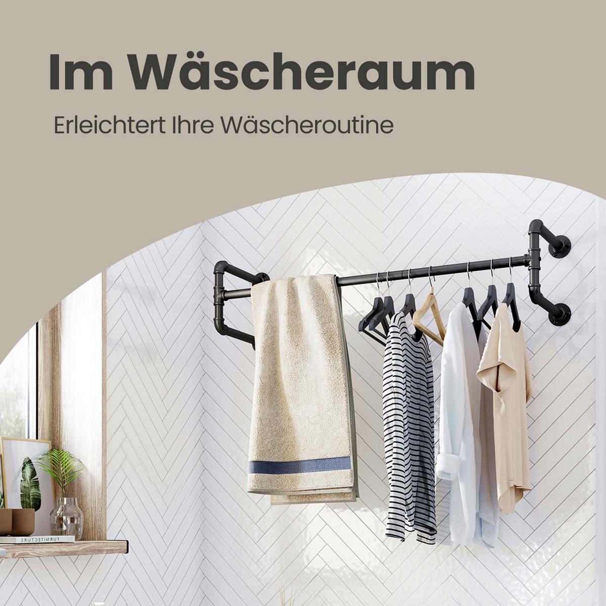 WANDGARDEROBE Schwarz B: 110 cm - Schwarz, Basics, Metall (110/30/29,5cm)