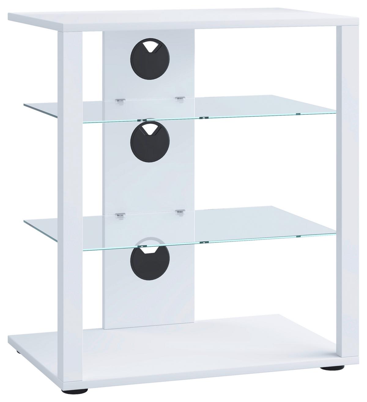 TV-Rack Folas B: 60 cm Weiß mit Kabeldurchlass - Schwarz/Weiß, Basics, Holzwerkstoff (60/70/41cm) - MID.YOU