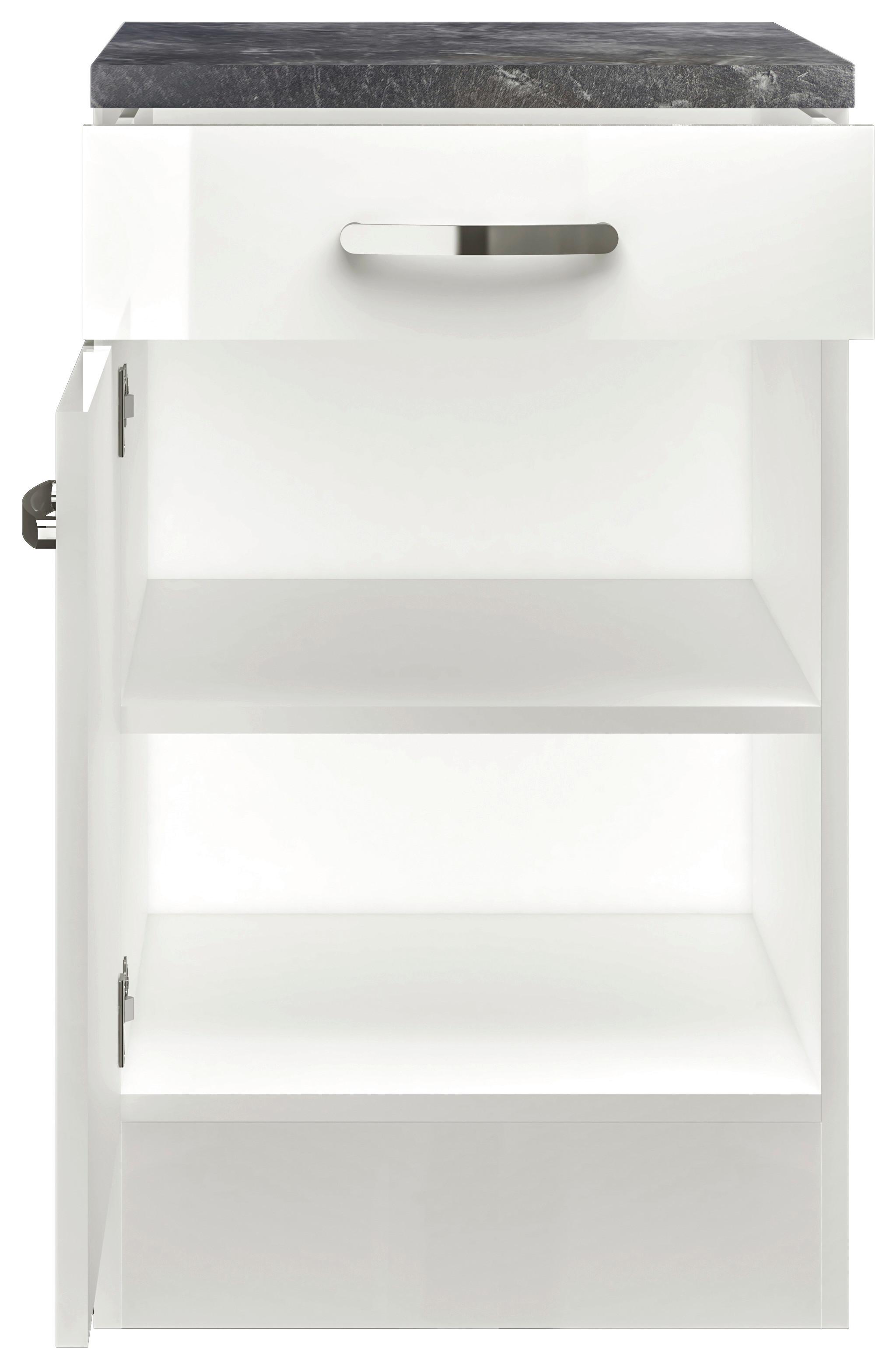 Küchenunterschrank Alba B: 50 cm Weiß/Schiefer mit Lade - Schieferfarben/Weiß Hochglanz, MODERN, Holzwerkstoff (50/86/60cm)