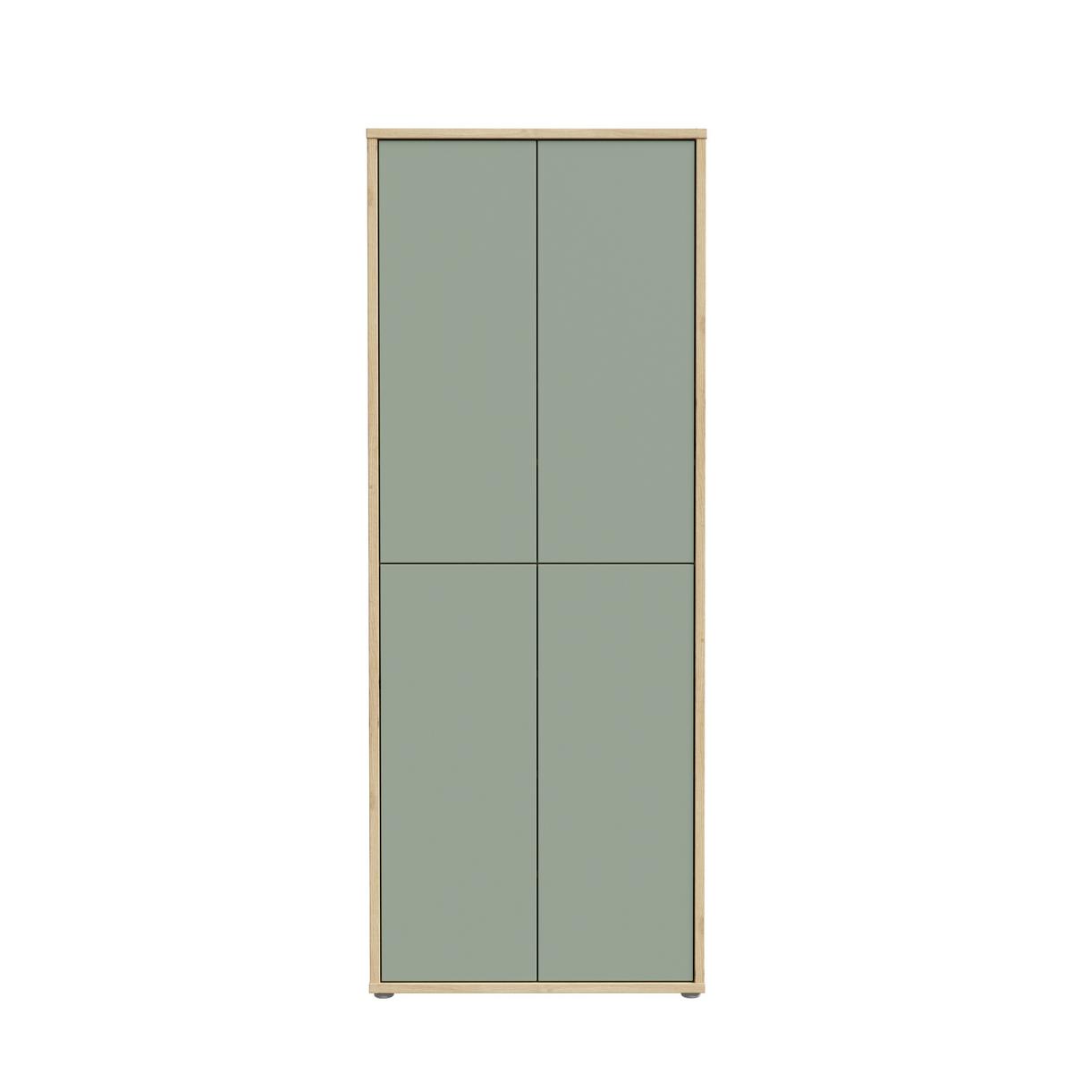 Skříň na boty, pastelově zelená/dub artisan - šedá/šalvějově zelená, Moderní, kompozitní dřevo/plast (74,5/191,9/34,9cm)