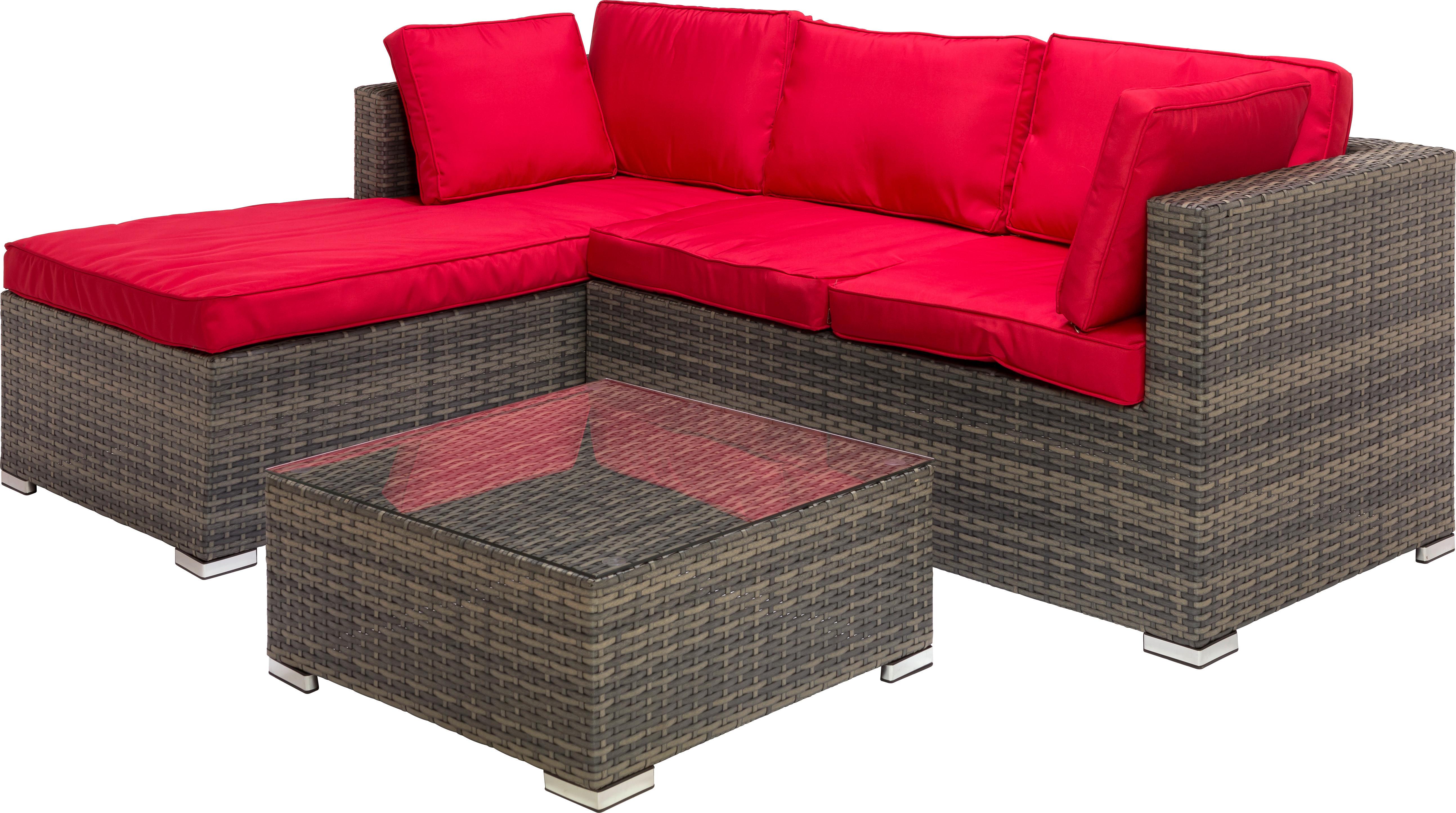 Lounge Garnitúra Leona - Piros/Barna, modern, Műanyag/Üveg (146/199cm) - Luca Bessoni