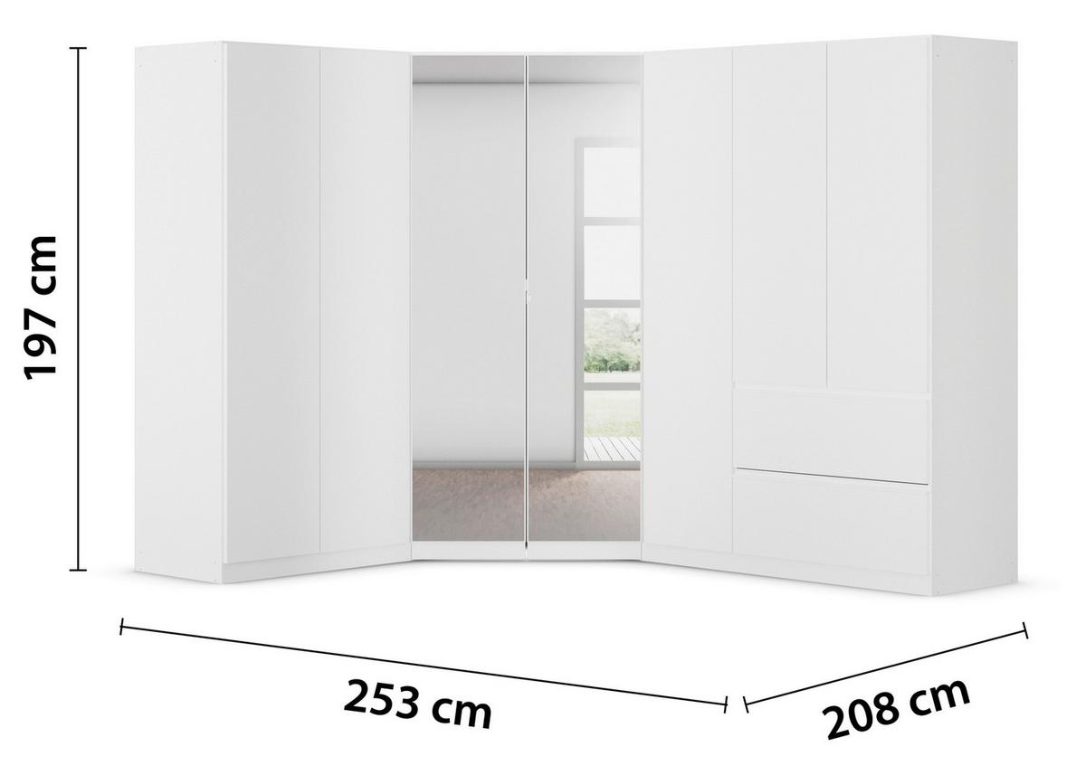 Eckkleiderschrank Costa Weiß B: 208 Cm - Weiß, MODERN, Holzwerkstoff (208/197/253cm) - Rauch Möbel