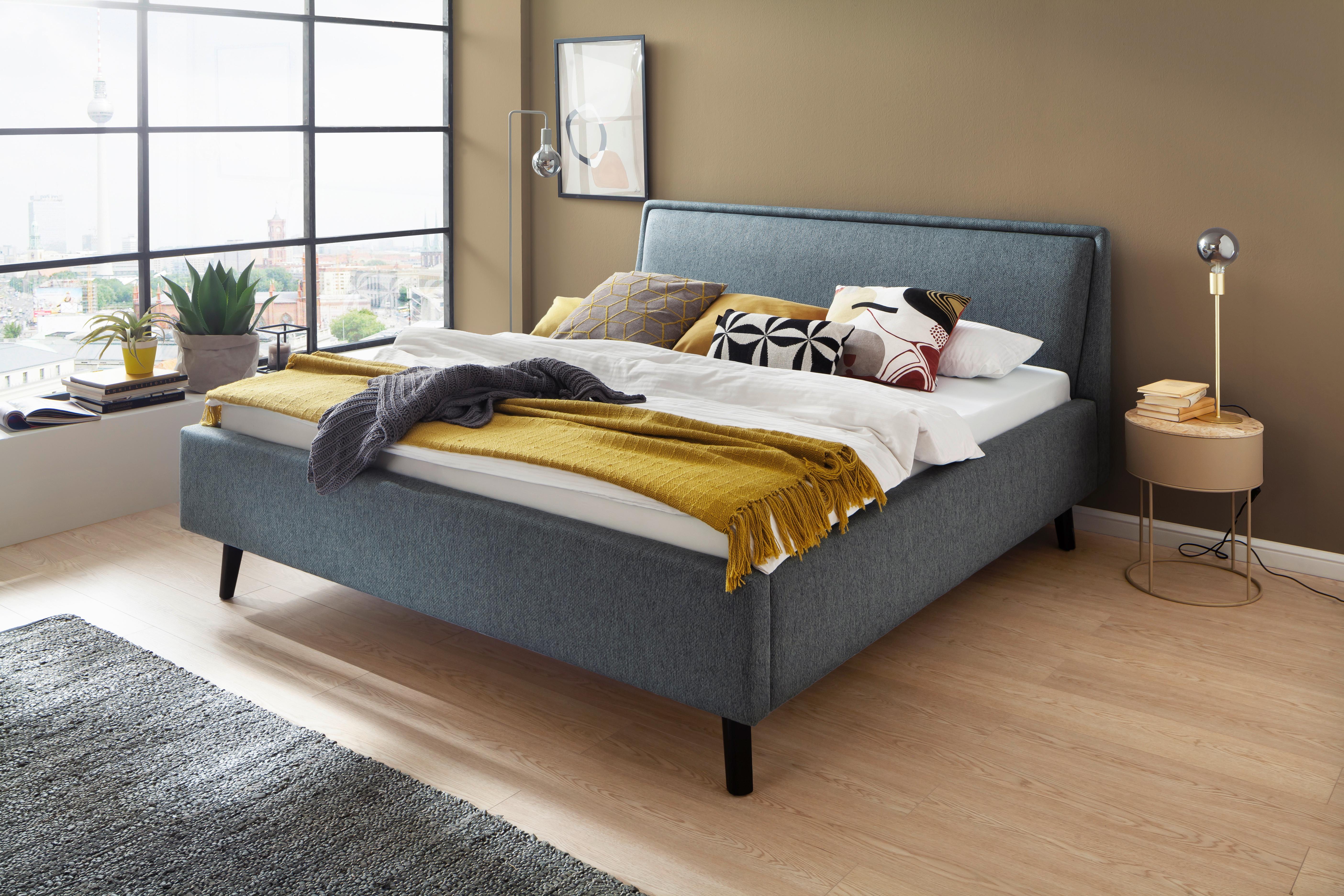 Polsterbett 140x200 cm Frieda Blau - Blau/Schwarz, MODERN, Textil (140/200cm) - Livetastic
