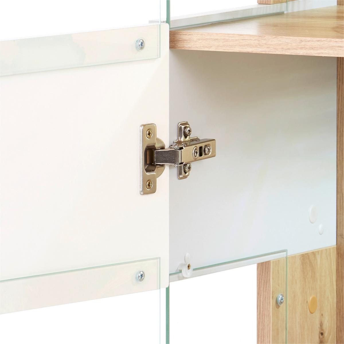 Vitrine Twin B: 60,1 cm Hellgrau/Eiche Artisan Dekor - Silberfarben/Hellgrau, MODERN, Holzwerkstoff (60,1/138,4/37,2cm)