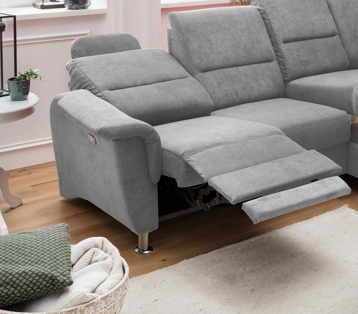 Ecksofa Parole Grau S: 231/184 cm - Chromfarben/Grau, KONVENTIONELL, Textil (231/184cm) - Livetastic