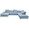 Ecksofa Melfi Blau U: 168 Cm - Blau/Silberfarben, MODERN, Textil (168/350/245cm) - MID.YOU