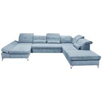 Ecksofa Melfi Blau U: 168 Cm - Blau/Silberfarben, MODERN, Textil (168/350/245cm) - MID.YOU