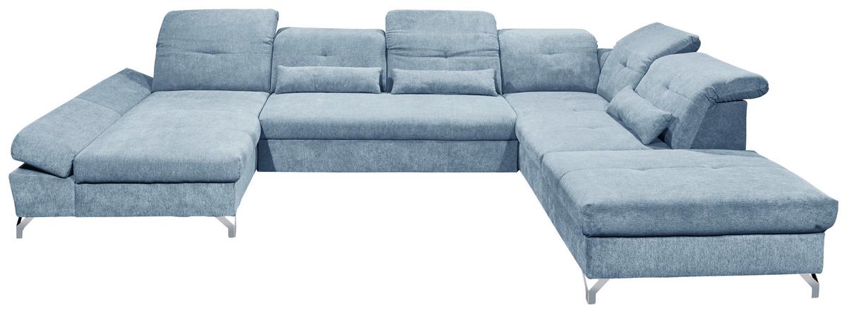 Ecksofa Melfi Blau U: 168 Cm - Blau/Silberfarben, MODERN, Textil (168/350/245cm) - MID.YOU