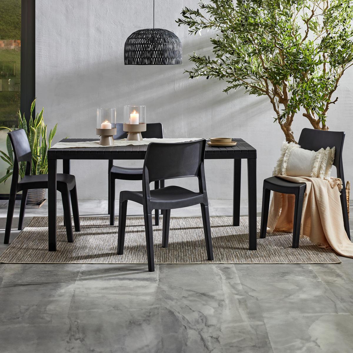 Gartentisch ausziehbar Indo Kunststoff L 150-220 cm - Anthrazit, Basics, Kunststoff (150-220/90/72cm) - Ambia Garden