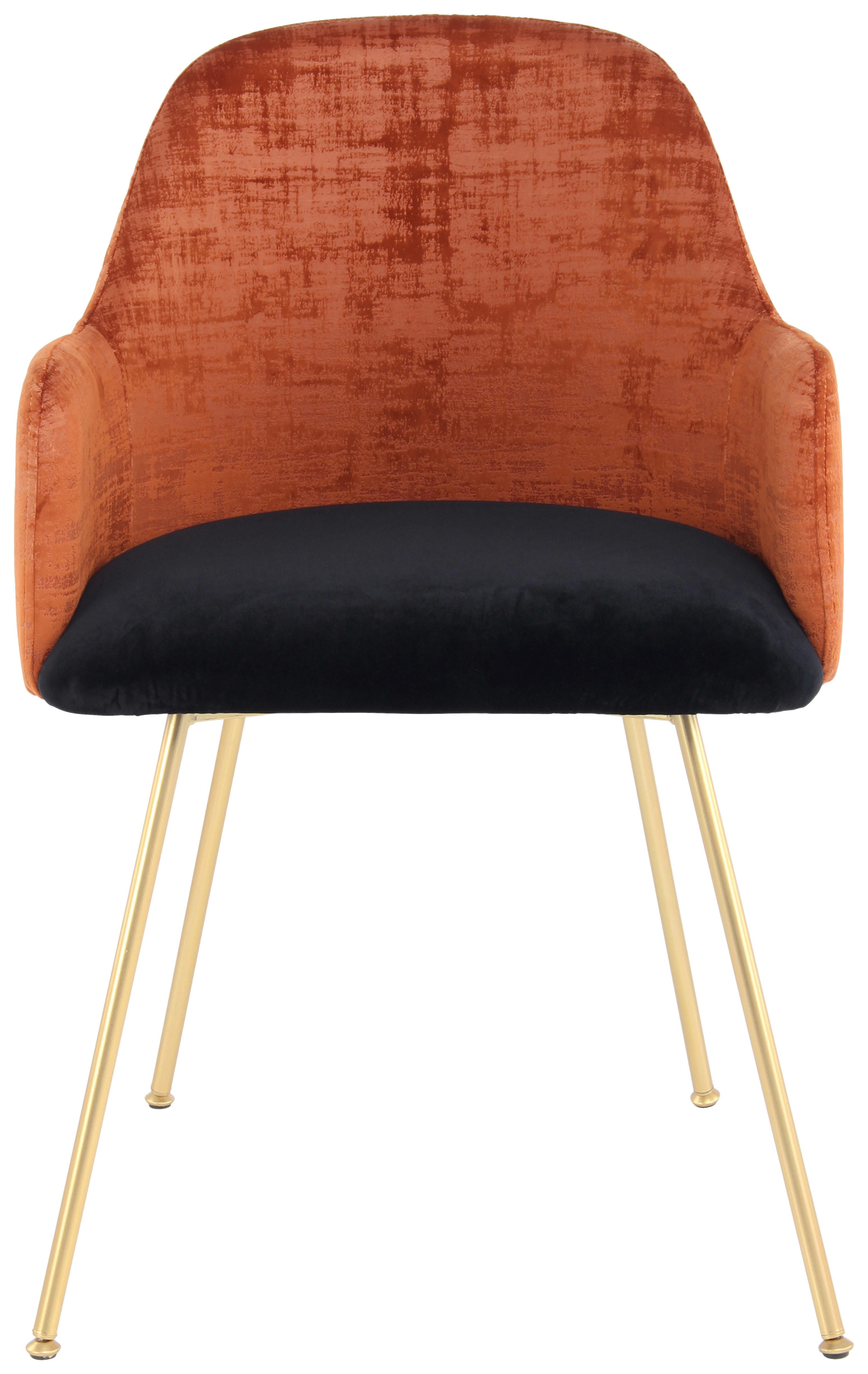 Armlehnstuhl Richard 525 Terra/Scharz - Goldfarben, Design, Holz/Kunststoff (53cm) - Kayoom