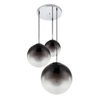 Hängeleuchte Varus H: 120 cm 3-Flammig, Dynamisches Design - Chromfarben/Grau, Design, Glas/Metall (51/120cm) - Globo