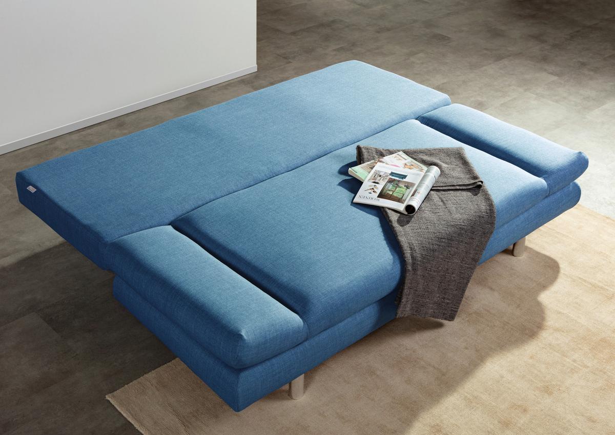 Schlafsofa Sorini, Blau B: 194 Cm - Chromfarben/Blau, Design, Textil (194/73/91cm) - MID.YOU