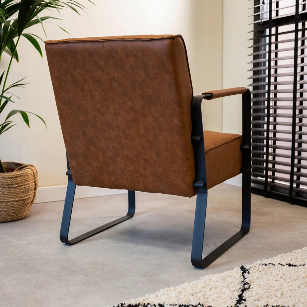 Sessel Stevie - Hellbraun/Cognac, KONVENTIONELL, Textil/Metall (75/61/70cm) - MID.YOU