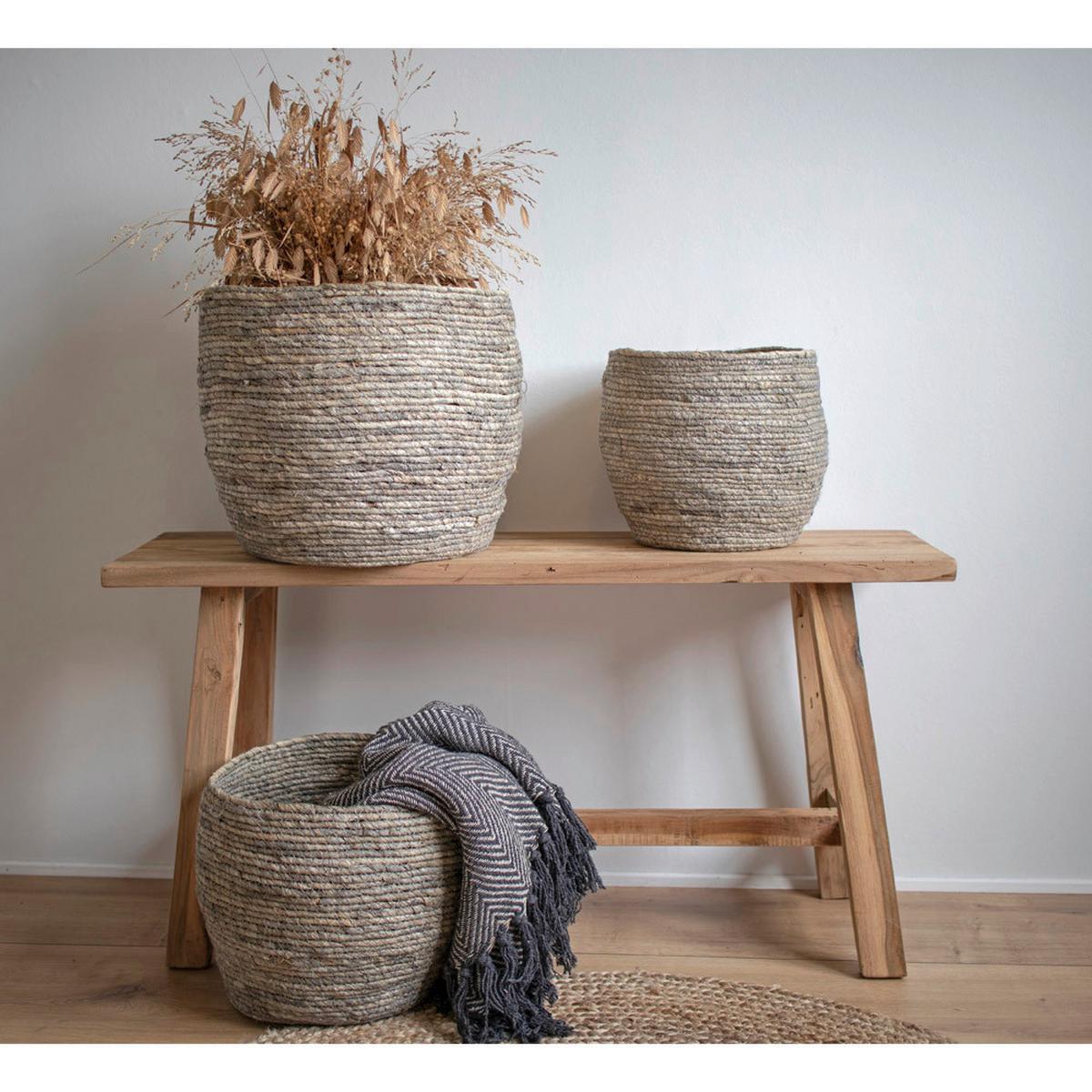 Korbset Tivoli Grau D: 24/29/33 Cm - Grau, Design, Holz (24cm)