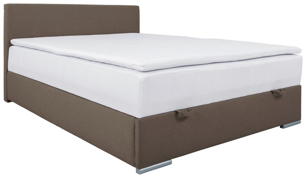 Polsterbett Cosi 140 - Sandfarben/Chromfarben, KONVENTIONELL, Holz/Textil (140/200cm)