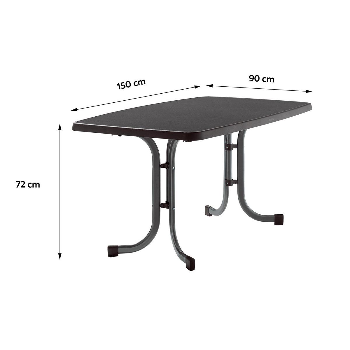 Gartentisch Klappbar Stahl L: 150cm - Dunkelgrau/Anthrazit, MODERN, Holzwerkstoff/Metall (150/90/72cm) - Sieger