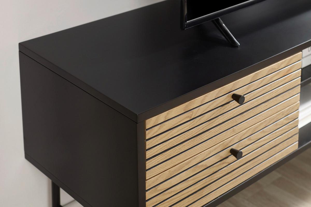 Lowboard Schwarz, Eichefarben B: 150cm - Eichefarben/Schwarz, Design, Holz/Holzwerkstoff (150/60/40cm) - Livetastic