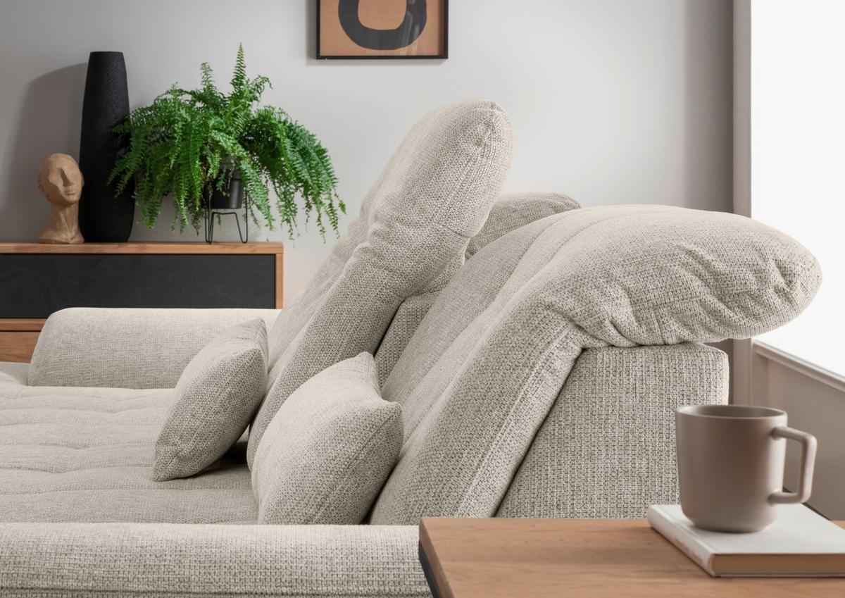 Ecksofa Rigatti, Beige S: 184x314 cm - Chromfarben/Beige, MODERN, Textil (184/314cm) - Livetastic