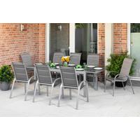 Gartenset Amalfi Di Lusso - Silberfarben/Braun, MODERN, Textil/Metall - Gardenson