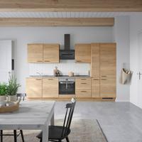 Kuchynská linka 330 cm, dub Sierra - čierna/farba duba, Modern, kov/kompozitné drevo (330cm) - Nobilia