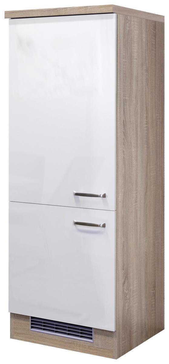 Skříňka na spotřebiče Venezia-Valero 60cm - Sonoma dub/vysoce lesklá bílá, Moderní, kov/kompozitní dřevo (60/161,6/57cm) - FlexWell