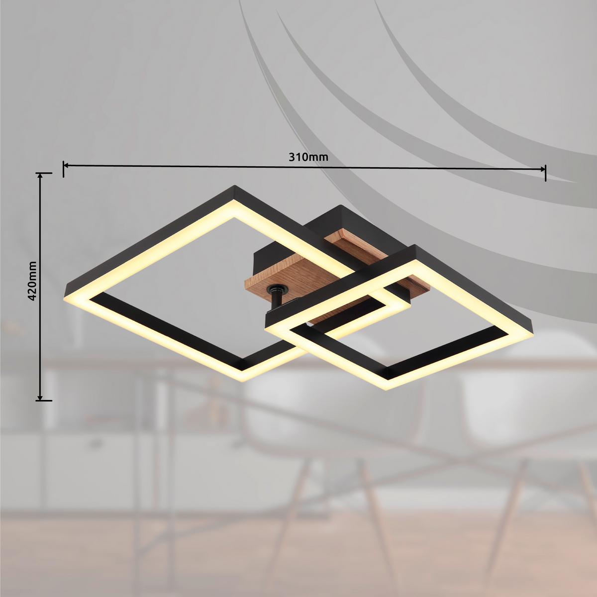 Led-deckenleuchte 672840-15 - Dunkelbraun/Opal, Basics, Holzwerkstoff/Kunststoff (42/31/8cm) - Globo