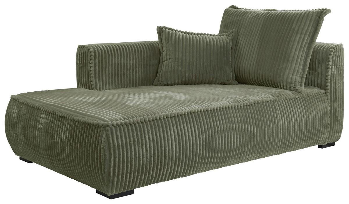 Recamiere Modena Links Grün, B: 208 cm - Schwarz/Grün, Design, Textil (207/75/121cm) - MID.YOU