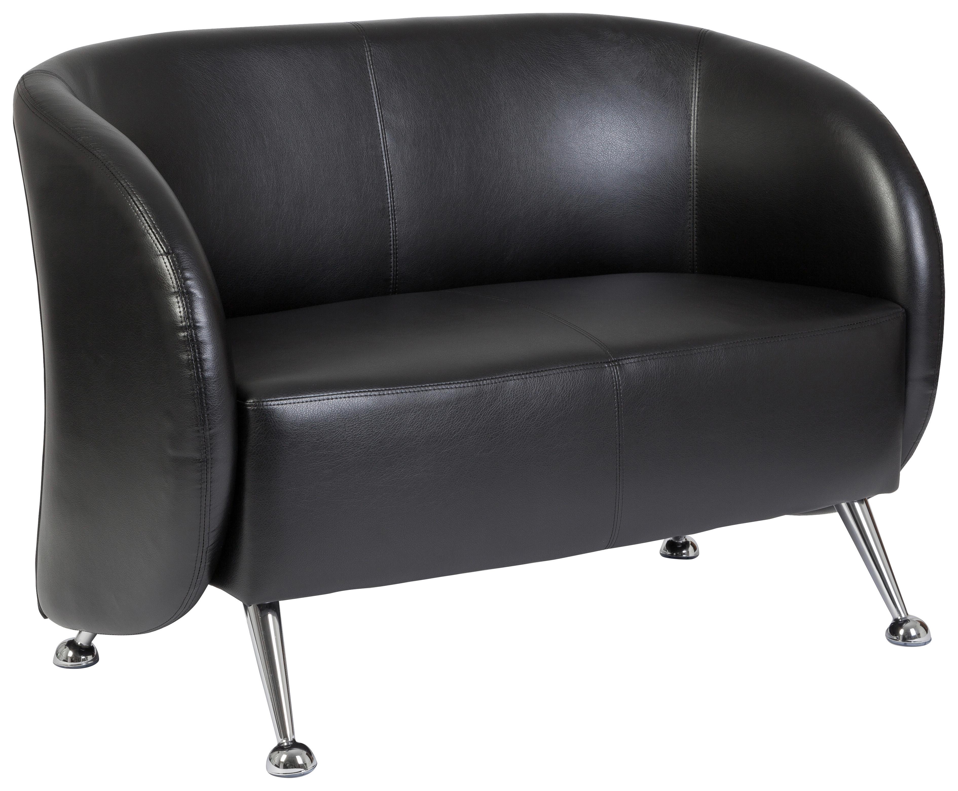 2-Sitzer-Sofa St. Lucia St. Lucia Schwarz - Chromfarben/Schwarz, MODERN, Textil (118/85/58cm) - MID.YOU