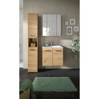 Badezimmer Ice Eiche Artisan Dekor B: 90cm - Schwarz/Eiche Artisan, Basics, Keramik/Holzwerkstoff (90cm) - MID.YOU