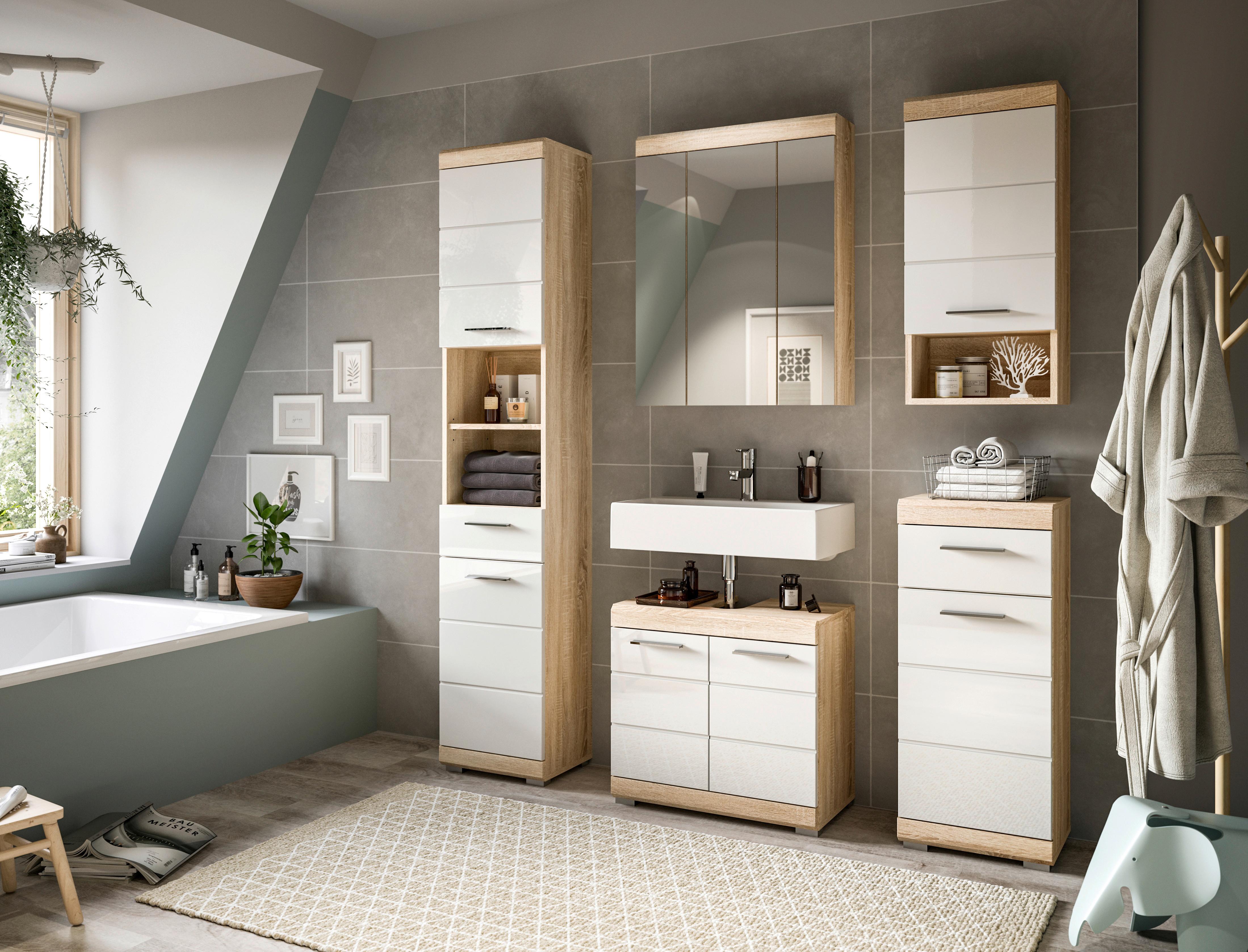 Spiegelschrank Lambada Sonoma Eiche B: 60 cm - Eichefarben, MODERN, Glas/Holzwerkstoff (60/79/18cm) - MID.YOU