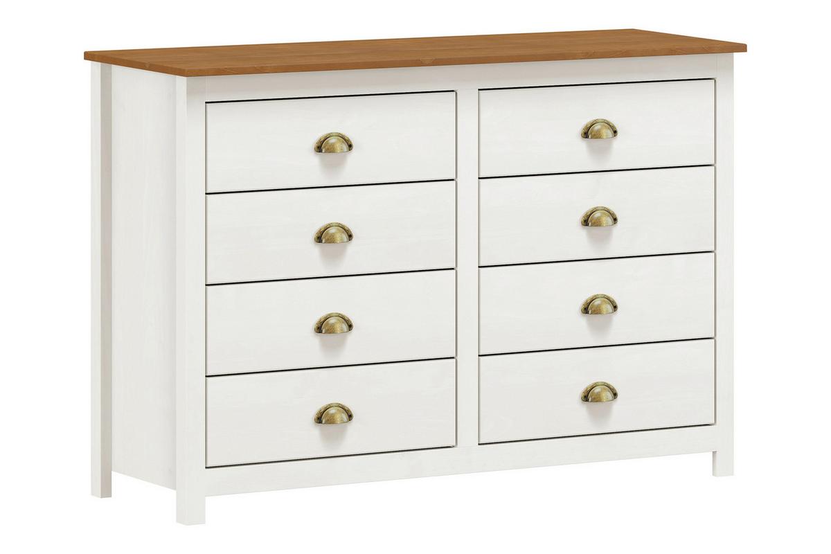 Kommode Weiß B: 125cm - Weiß, Natur, Holz (125/85/41cm) - Livetastic