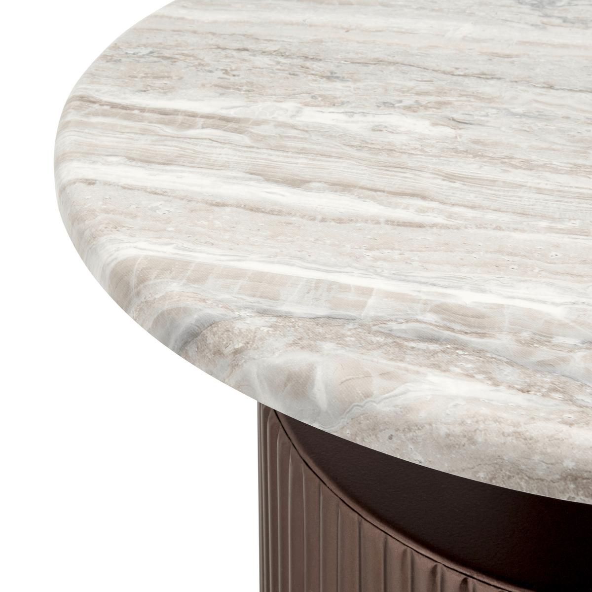 KONFERENČNÝ STOLÍK SOLCO -TREND- - bronzová/prírodná farba, Lifestyle, kov/kompozitné drevo (44/46cm) - Premium Living