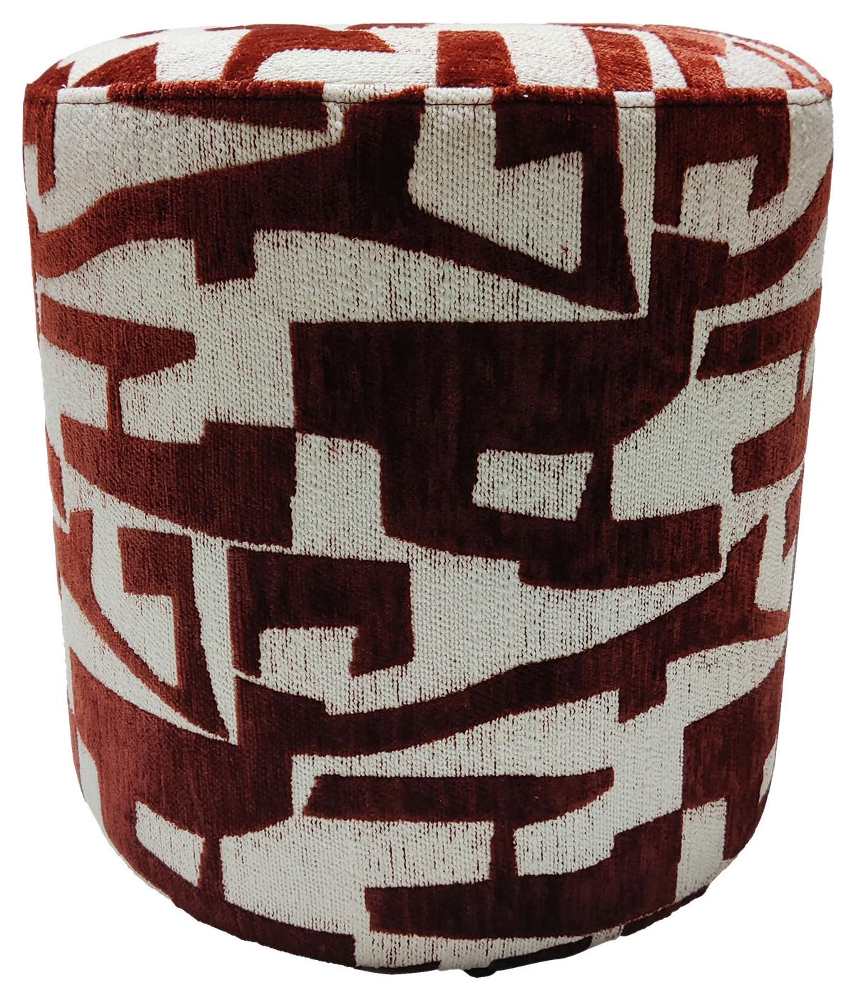 Taburet MARIE, červenohnědá/bílá žinylka - bílá/červenohnědá, Lifestyle, kompozitní dřevo/textil (35/35/40cm) - Mömax