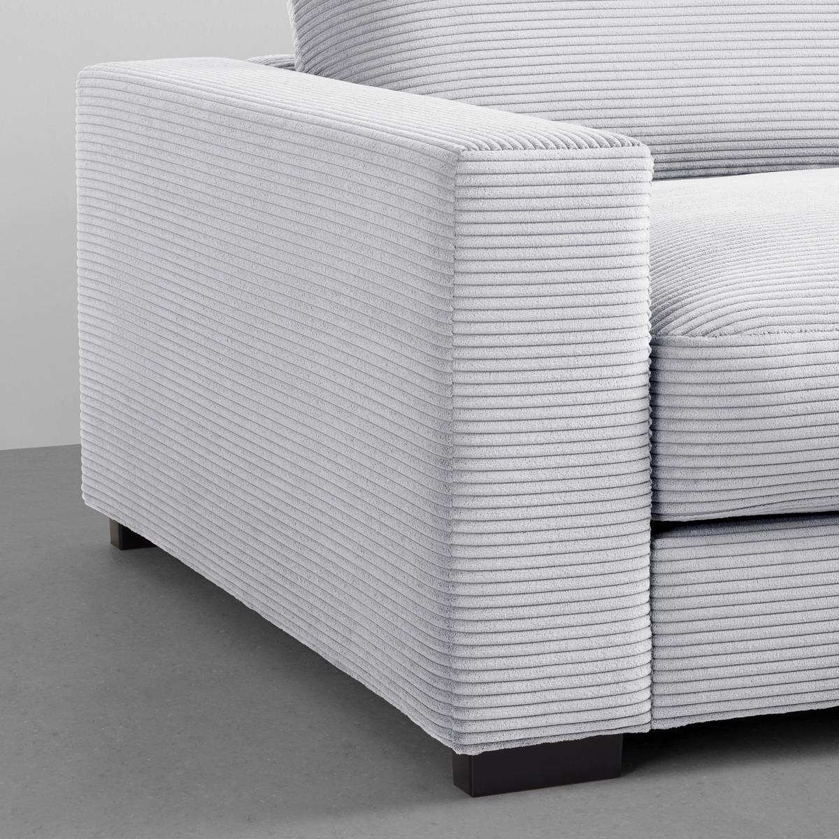 Rohová sedačka PEDRO, pravá, svetlě šedý manšestr - světle šedá, Moderní, textil (265/180cm) - Mömax