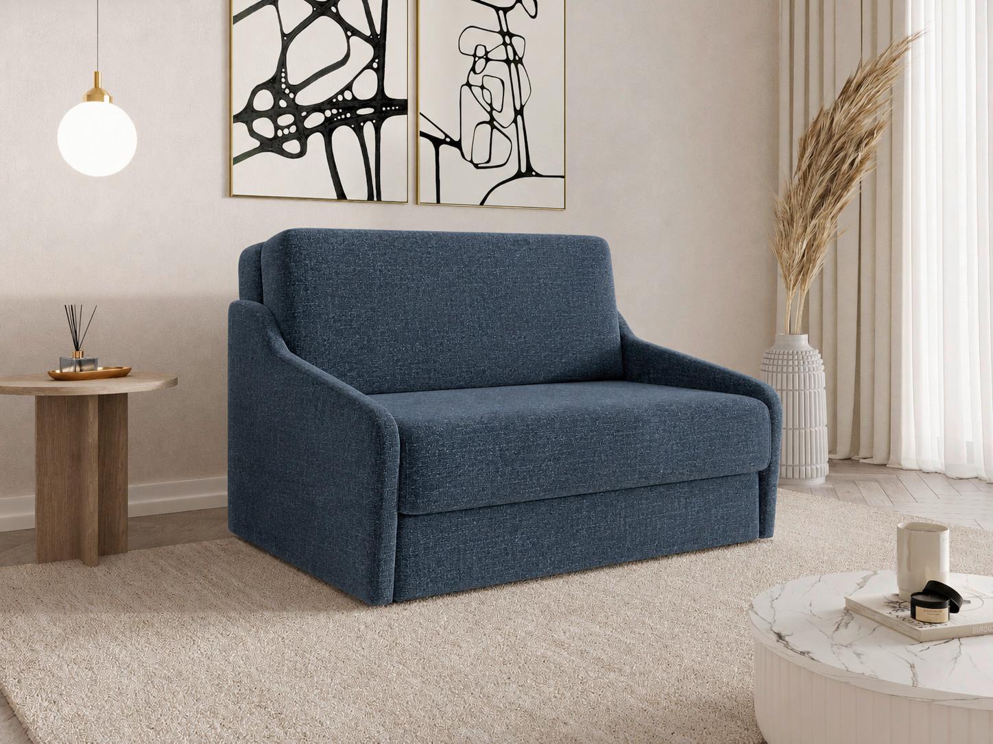Schlafsofa Fly Dunkelblau, B: 136 cm - Schwarz/Dunkelblau, Design, Textil (136/86/113cm) - MID.YOU