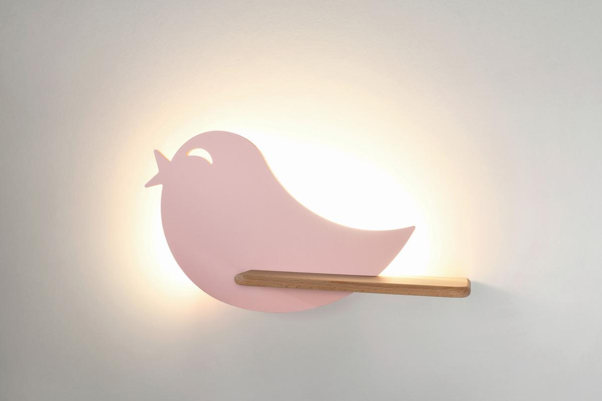 Kinderwandleuchte 21-84736 Bird - Pink, Natur, Holz/Holzwerkstoff (40/12/21.5cm)