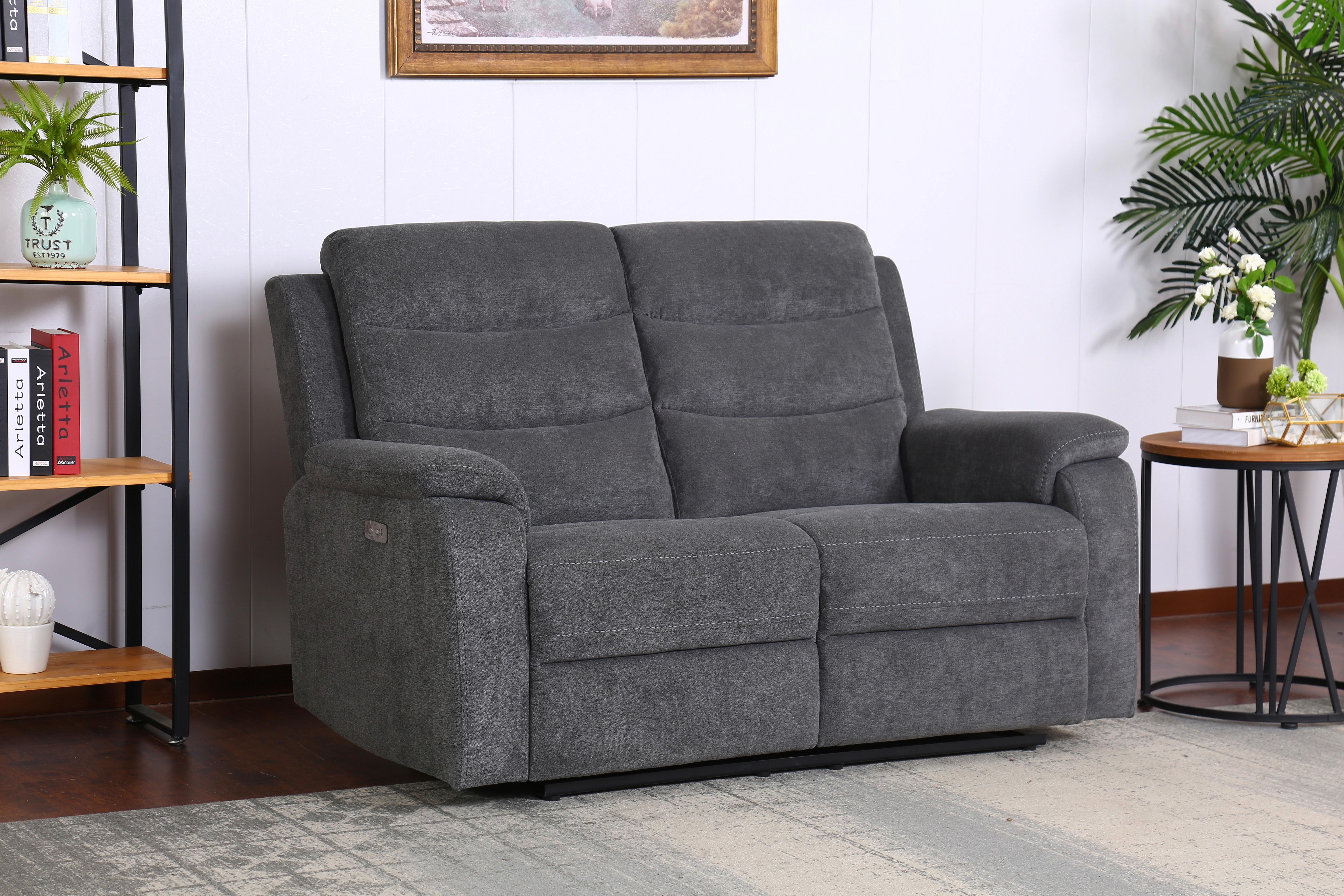 2-Sitzer-Sofa + Relaxfunktion Manchester Grau - Schwarz/Grau, KONVENTIONELL, Holz/Textil (153/102/93cm) - Ondega